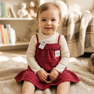 Old Navy Red Plaid Kids Matching Set